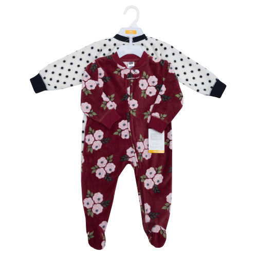 Hudson Baby Fleece Sleep and Play, Burgundy Floral