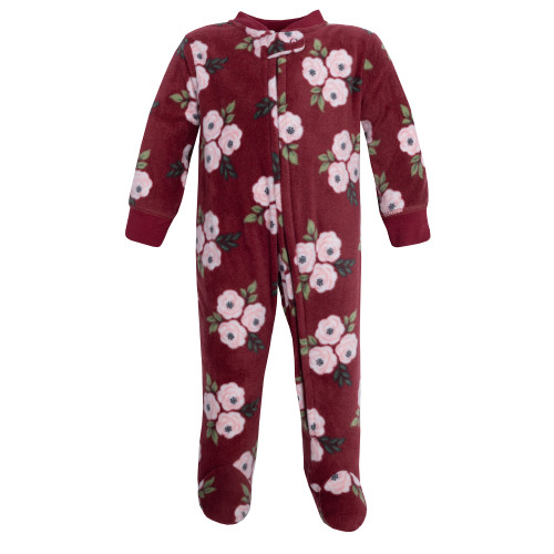 Hudson Baby Fleece Sleep and Play, Burgundy Floral