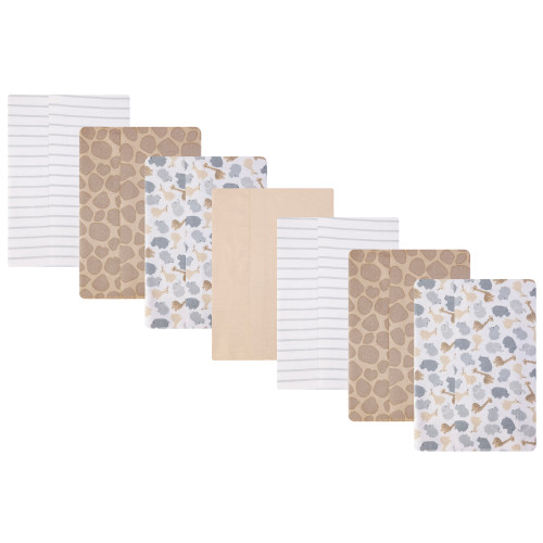 Hudson Baby Cotton Flannel Burp Cloths, Safari Friends 7-Pack