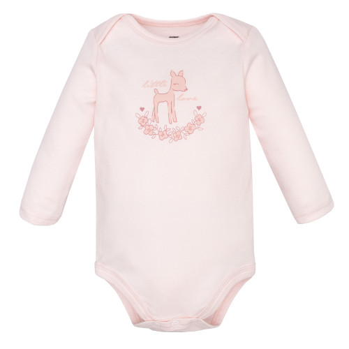 Hudson Baby Cotton Long-Sleeve Bodysuits 3-Pack, Little Love Fawn