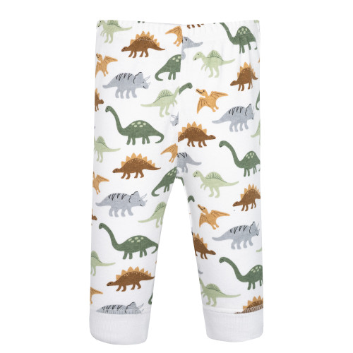 Hudson Baby Cotton Pants and Leggings, Brown Sage Dinosaurs