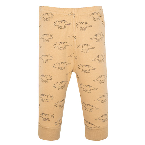 Hudson Baby Cotton Pants and Leggings, Brown Sage Dinosaurs