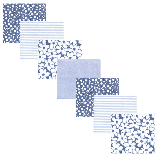 Hudson Baby Cotton Flannel Receiving Blankets Bundle, Blue Cosmos