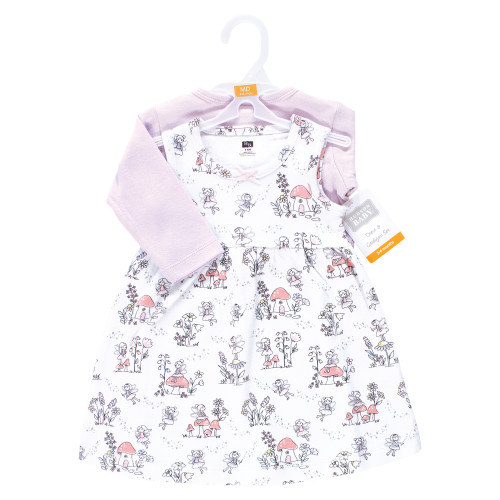 Hudson Baby Cotton Dress and Cardigan Set, Garden Fairies