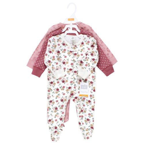 Hudson Baby Cotton Sleep and Play, Mauve Floral Love