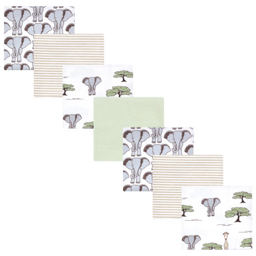 Hudson Baby Cotton Flannel Receiving Blankets Bundle, Wild Safari Adventures 7-Pack