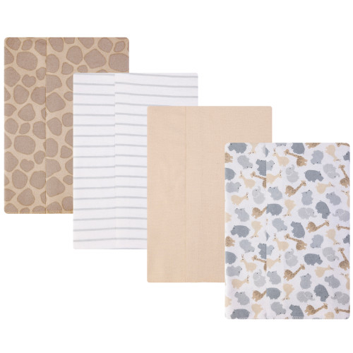 Hudson Baby Cotton Flannel Burp Cloths, Safari Friends 4-Pack