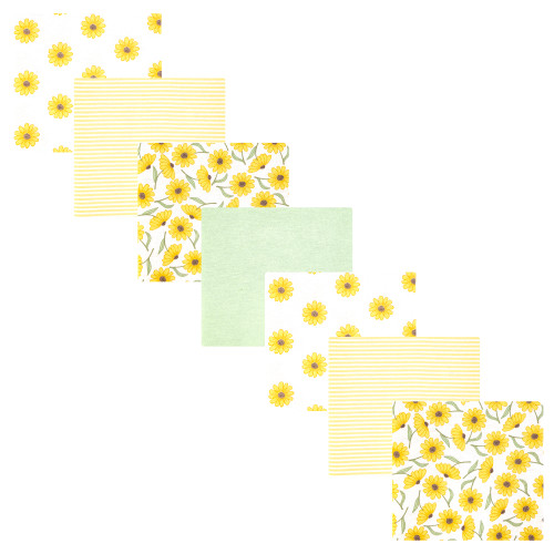 Hudson Baby Cotton Flannel Receiving Blankets Bundle, Yellow Daisy