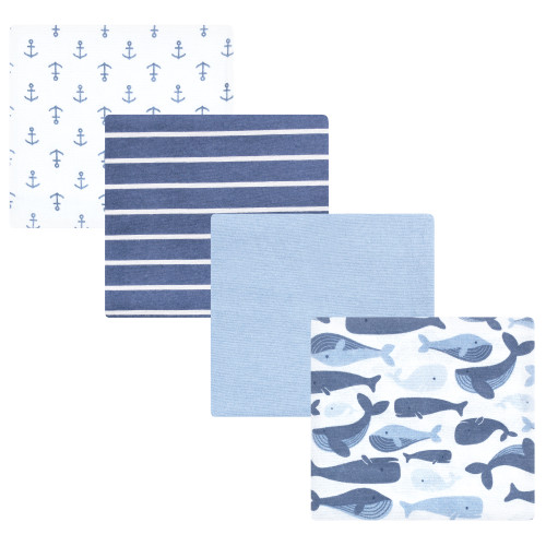 Hudson Baby Cotton Flannel Receiving Blankets, Cute Whales