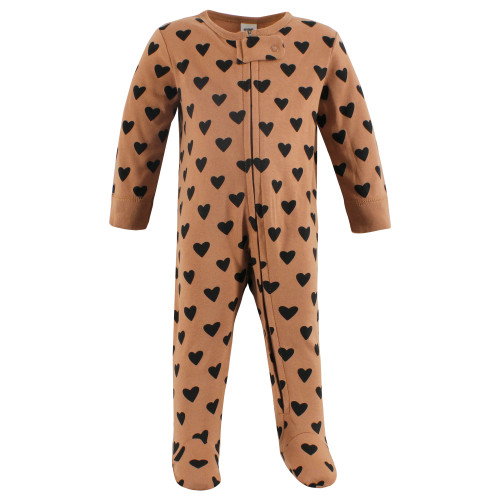 Hudson Baby Cotton Sleep and Play, Cinnamon Hearts