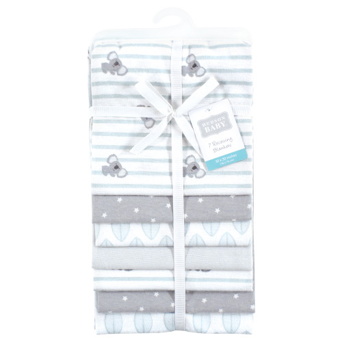 Hudson Baby Cotton Flannel Receiving Blankets Bundle, Koala Stripe 7-Pack