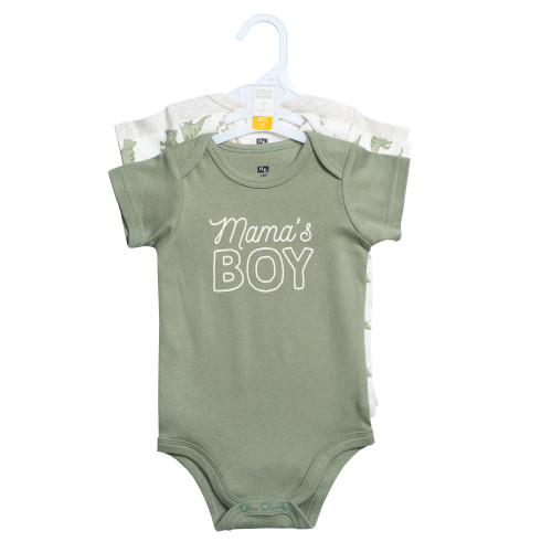 Hudson Baby Cotton Bodysuits 3-Pack, Mamas Boy Dino