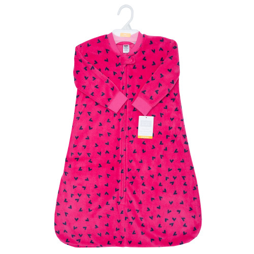 Hudson Baby Long-Sleeve Fleece Sleeping Bag, Navy Hearts