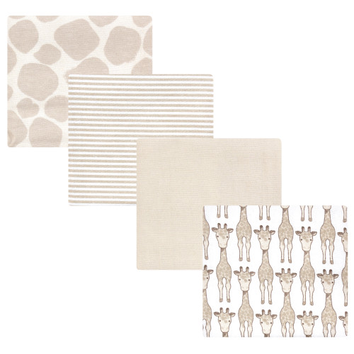 Hudson Baby Cotton Flannel Receiving Blankets, Giraffe 4-Pack