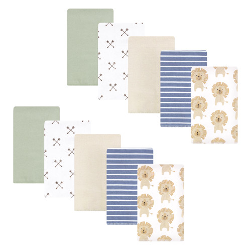 Hudson Baby Cotton Flannel Burp Cloths, Modern Lion 2