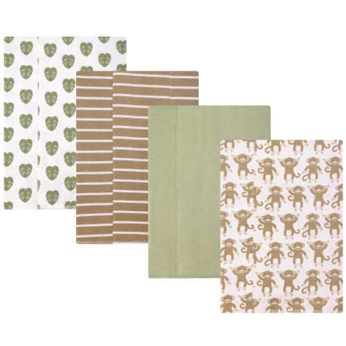 Hudson Baby Cotton Flannel Burp Cloths, Monkey 1