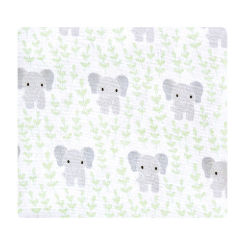 Hudson Baby Cotton Flannel Receiving Blankets Bundle, Leafy Elephant