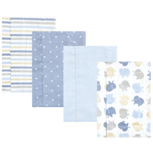 Hudson Baby Cotton Flannel Burp Cloths, Multi Color Boy Elephant