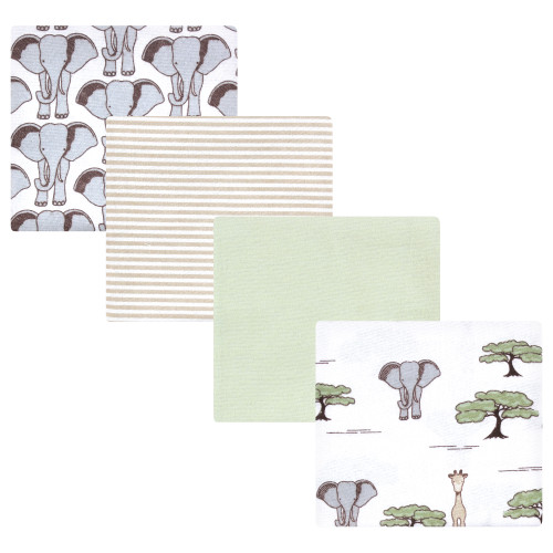 Hudson Baby Cotton Flannel Receiving Blankets, Wild Safari Adventures 4-Pack