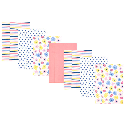 Hudson Baby Cotton Flannel Burp Cloths, Flowers And Strawberries 2