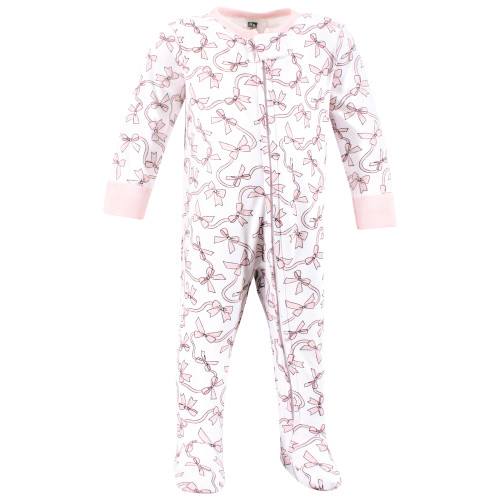 Hudson Baby Cotton Sleep and Play, Pink Bows