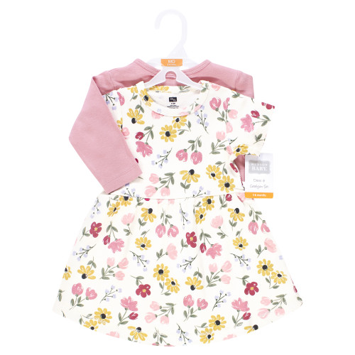 Hudson Baby Cotton Dress and Cardigan Set, Soft Painted Floral