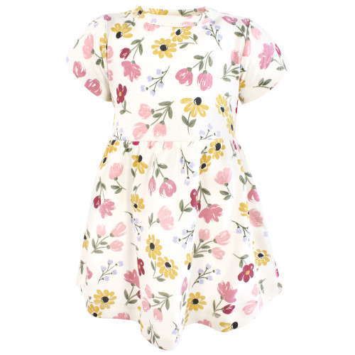 Hudson Baby Cotton Dress and Cardigan Set, Soft Painted Floral