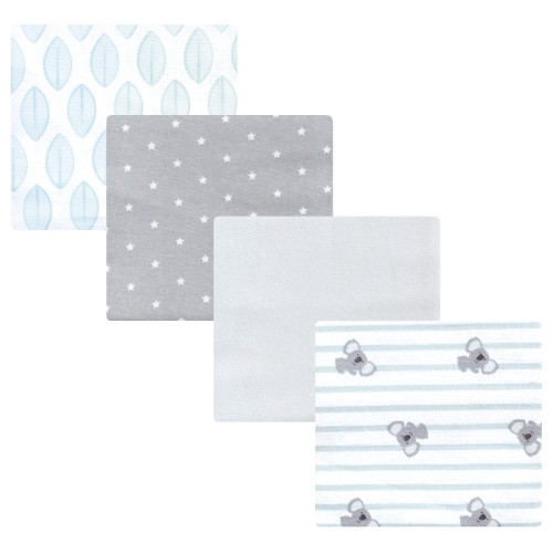 Hudson Baby Cotton Flannel Receiving Blankets, Koala Stripe 4-Pack