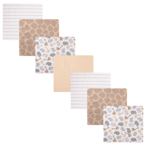 Hudson Baby Cotton Flannel Receiving Blankets Bundle, Safari Friends 7-Pack