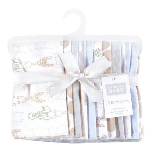 Hudson Baby Cotton Flannel Burp Cloths, Modern Safari Friends
