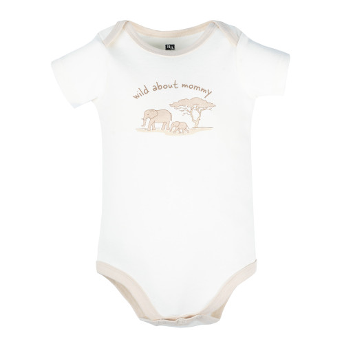 Hudson Baby Cotton Bodysuits 3-Pack, Beige Safari