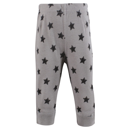 Hudson Baby Cotton Pants and Leggings, Black Gray Stars