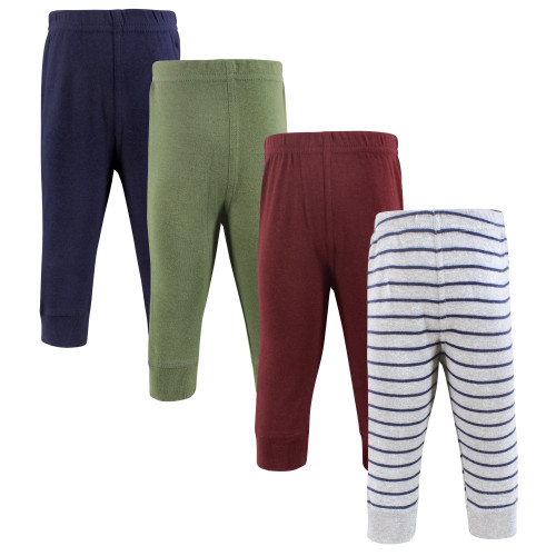 Hudson Baby Cotton Pants and Leggings, Stripe Burgundy Olive