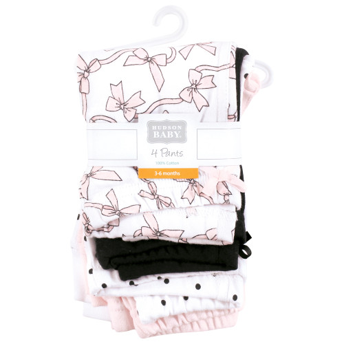Hudson Baby Cotton Pants and Leggings, Pink Bows