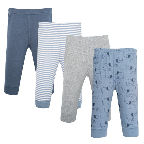 Hudson Baby Cotton Pants and Leggings, Blue Elephants