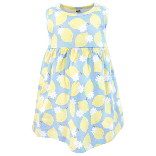 Hudson Baby Cotton Dress and Cardigan Set, Blue Lemons