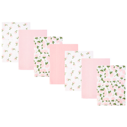 Hudson Baby Cotton Flannel Burp Cloths, Pink Peony 2
