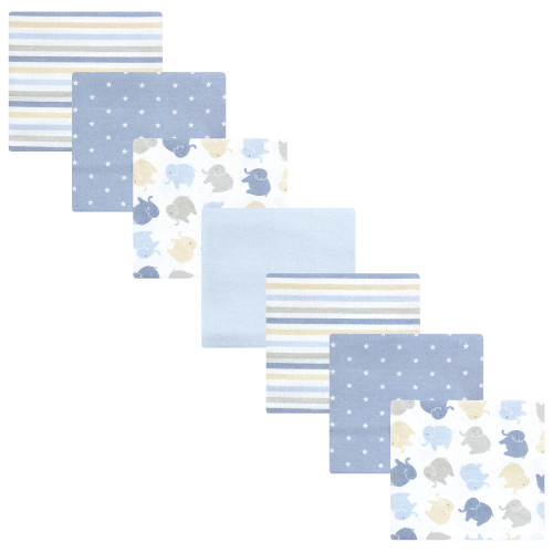 Hudson Baby Cotton Flannel Receiving Blankets Bundle, Multi Color Boy Elephant