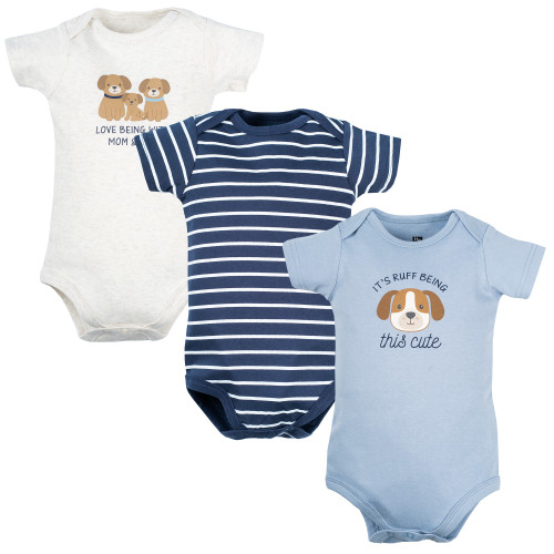 Hudson Baby Cotton Bodysuits 3-Pack, Rough Being Cute Dog