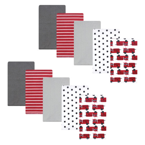 Hudson Baby Cotton Flannel Burp Cloths, Fire Truck