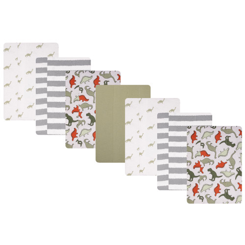 Hudson Baby Cotton Flannel Burp Cloths, Multi Color Dino 7-Pack