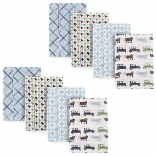 Hudson Baby Cotton Flannel Burp Cloths, Antique Cars 8-Pack