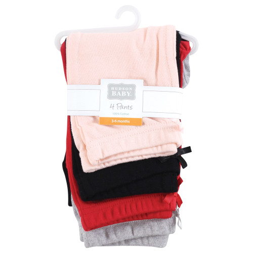 Hudson Baby Cotton Pants and Leggings, Pink Black Red