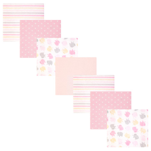 Hudson Baby Cotton Flannel Receiving Blankets Bundle, Multi Color Girl Elephant