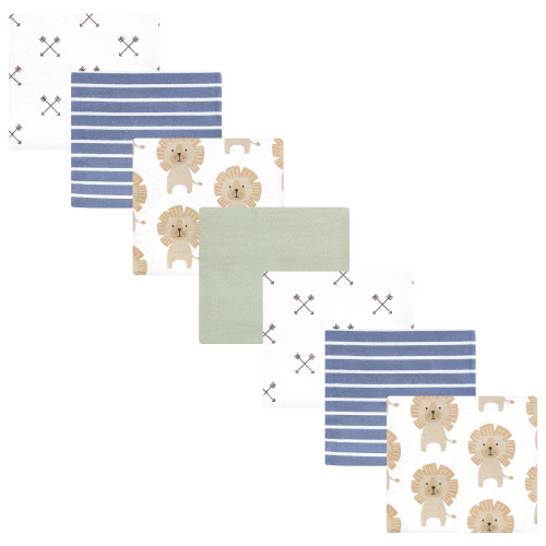 Hudson Baby Cotton Flannel Receiving Blankets Bundle, Modern Lion
