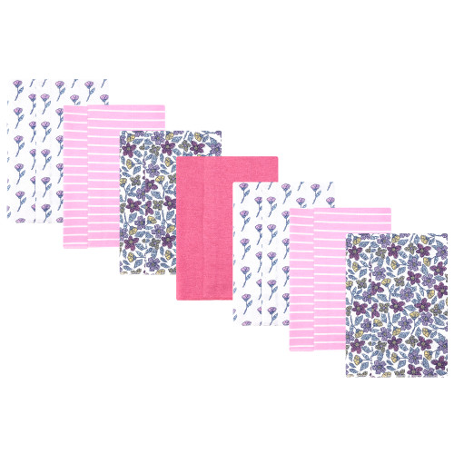 Hudson Baby Cotton Flannel Burp Cloths, Begonia Pink Floral 1