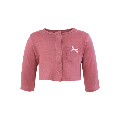 Hudson Baby Cotton Dress and Cardigan Set, Mauve Butterflies