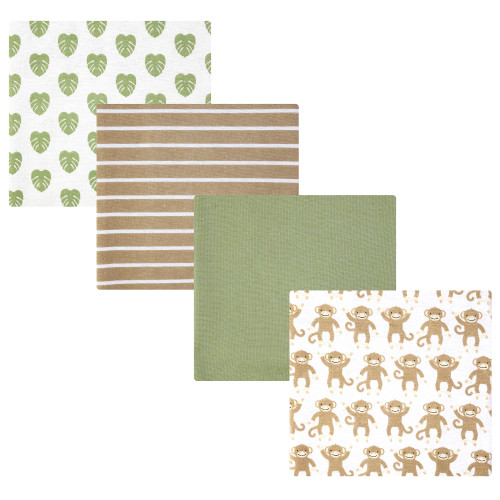 Hudson Baby Cotton Flannel Receiving Blankets, Monkey
