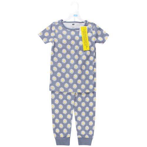 Hudson Baby Cotton Pajama Set, Blue Daisy