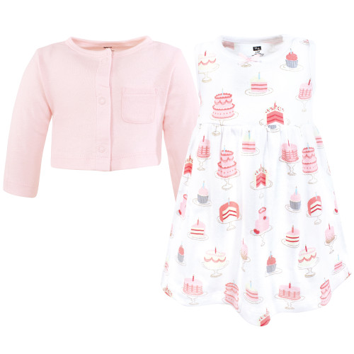 Hudson Baby Cotton Dress and Cardigan Set, Birthday Cake